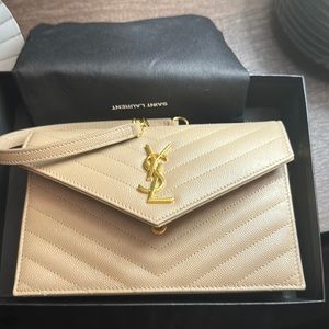 BRAND NEW AUTHENTIC! YSL ENVELOPE BAG! FRESH IN THE BOX! Color: DARK BEIGE